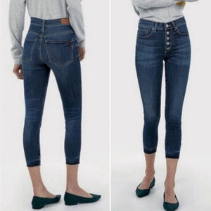 Express 14 Cropped Legging High Rise Exposed Button Fly Skinny Frayed Jeans P